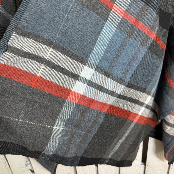 Merona Plaid Open Front Blanket Poncho Cape Women S/M Wool Blend Snap Sides Fall - Picture 7 of 13